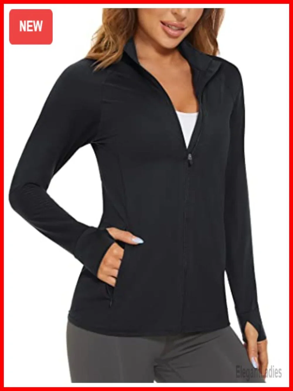 UPF 50+ Women's Athletic Jacket Full Zip Long Sleeve Lightweight
